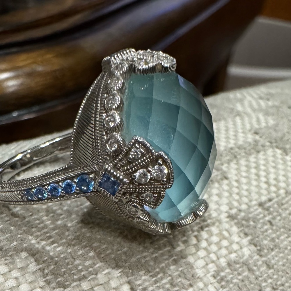 Judith Ripka blue chalcedony. Size 7
